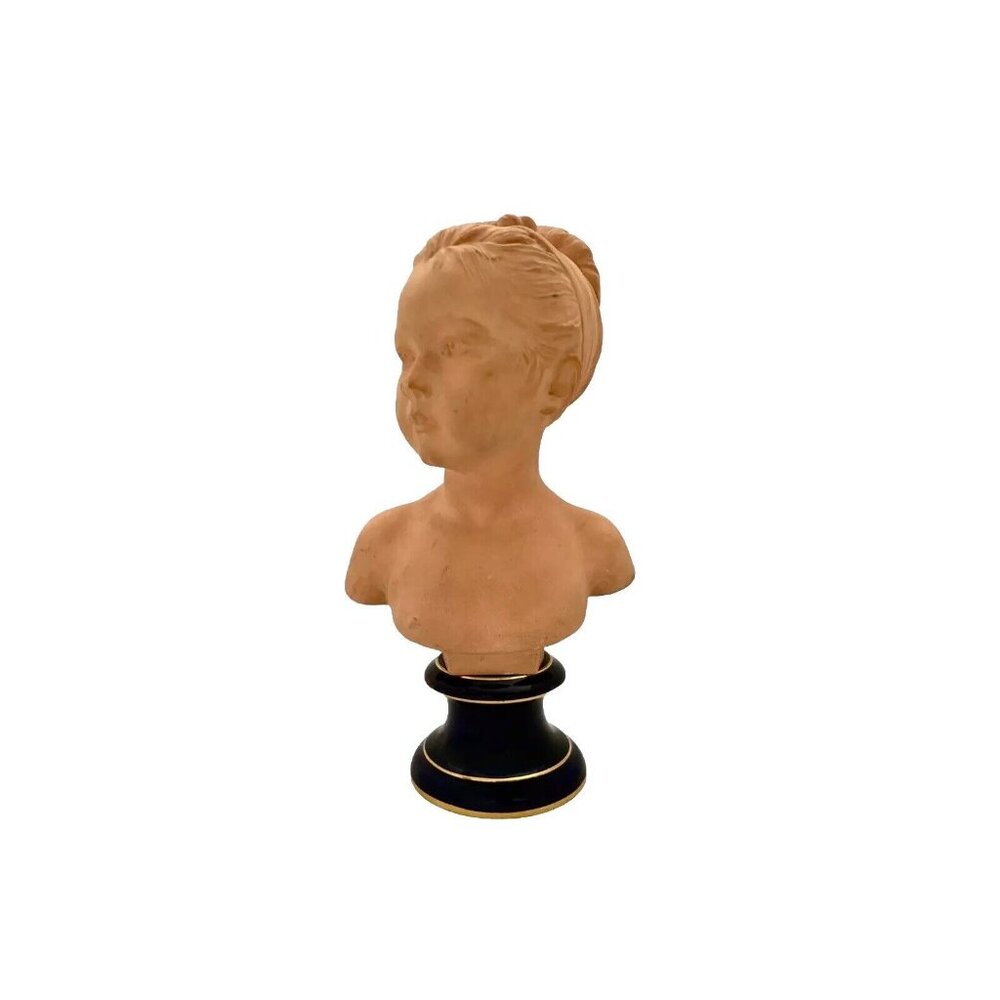 Lady Bust Terracotta on Porcelain Base Signed by L. Brongniart Stamped France